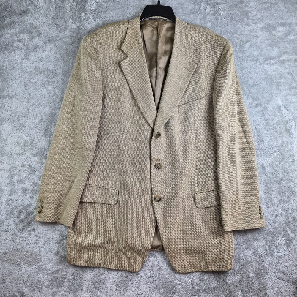 Ermenegildo Zegna Soft Blazer Jacket Mens 56R Beige Silk Wool Blend Switzerland